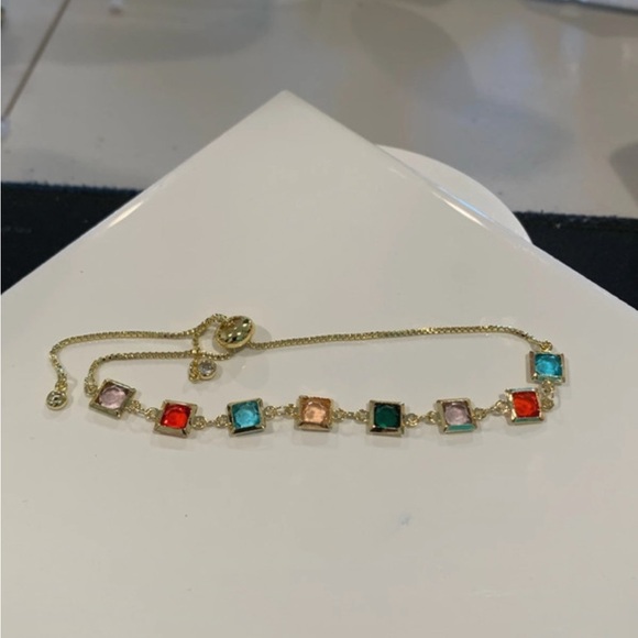 Elegant Gold Plated Multi-Color Gemstone Bracelet - Picture 3 of 4